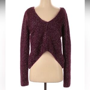 EUC Small Lovers + Friends Sparkly Burgundy Sweater Pullover